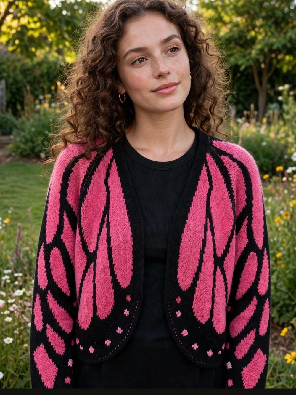 Pink Butterfly wing sweater